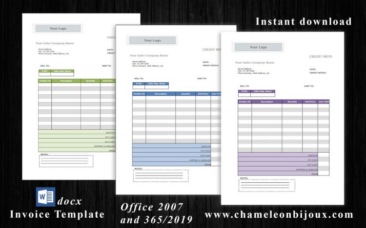 Editable Green Template Invoice Credit Note, Editable Invoice, Receipt, Business Invoice Template, Offer Template, Printable Invoice